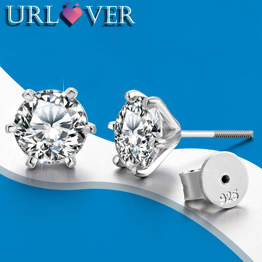 Женские серьги-гвоздики из серебра 925 пробы с муассанитом