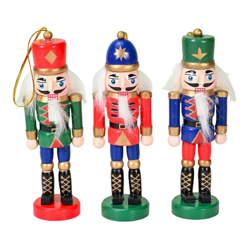 

3PCS Christmas Nutcracker Soldier Wooden Vintage Puppet Creative Handicraft