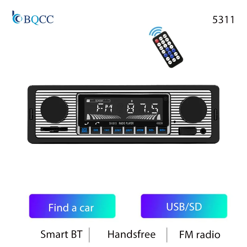 

Автомобильный Мультимедийный Плеер BQCC 1 Din С Bluetooth, MP3, Радио, Функцией Громкой Связи, Поддержкой FM, SD-карт, AUX, USB
