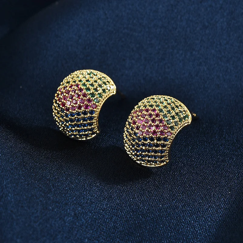 

Wholesale Hot Sale Top Quality Full Paved Fancy Zircon S925 Silver Studs Earrings For Women Fashion Jewelry
