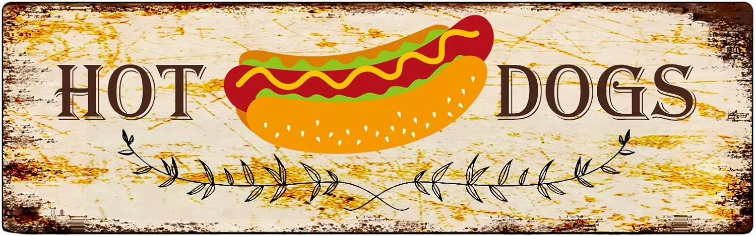 Алюминиевая металлическая табличка с надписью Hot Dogs Жестяная Табличка в стиле