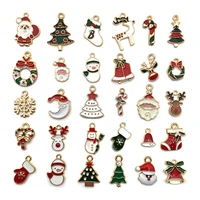 christmas eamel charms for jewelry making diy bracelet earrings xmas gift tree elk santa claus snowman pendant decoration