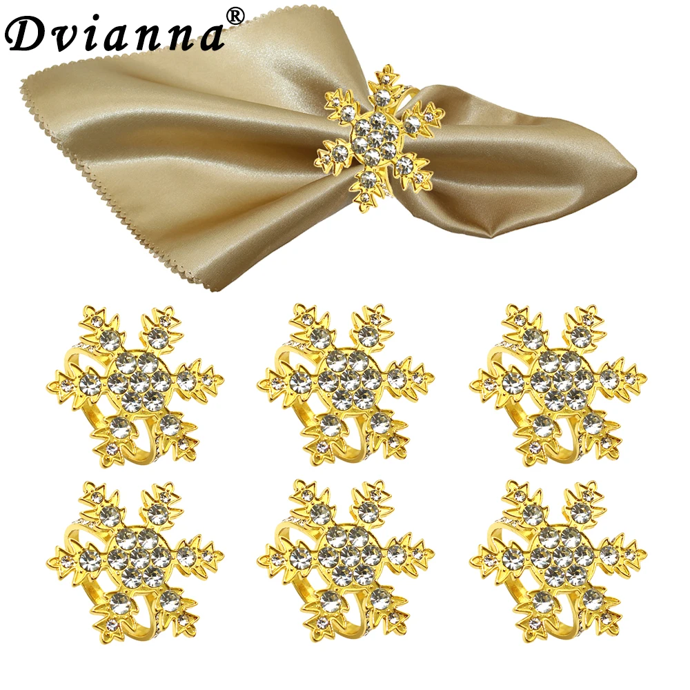 

Dvianna 6Pcs Christmas Snowflake Napkin Rings Gold/Silver Napkin Holder Rings for Dinners Parties Everyday Table Deco HWC90