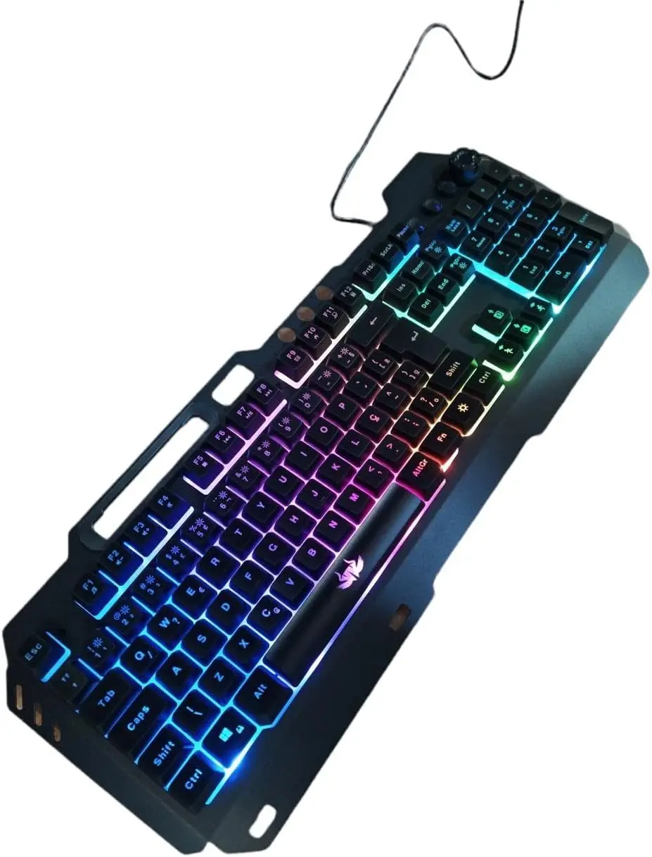 

NEW Gamer RGB LED Colorido Lighting, ABNT2 Multimida, 107 teclas; com Fio - teclado mecânico gamer