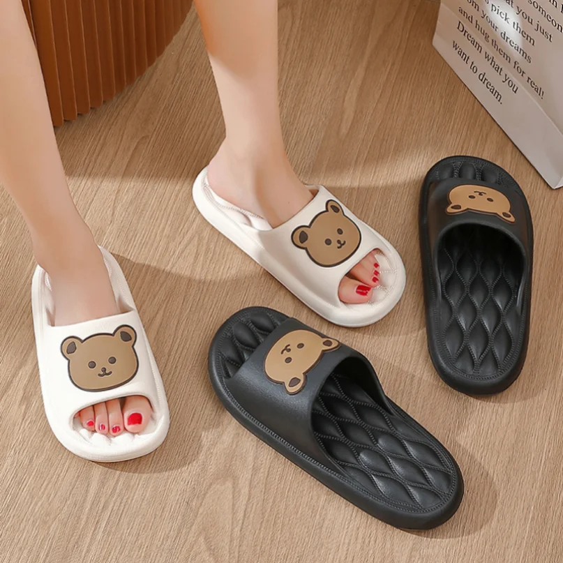 Teddy Bear Home Slipper Woman Cloud Sandals Men Flip Flops Sandals Soft Sole Beach Non Slip Cartoon House Shoes Female Male