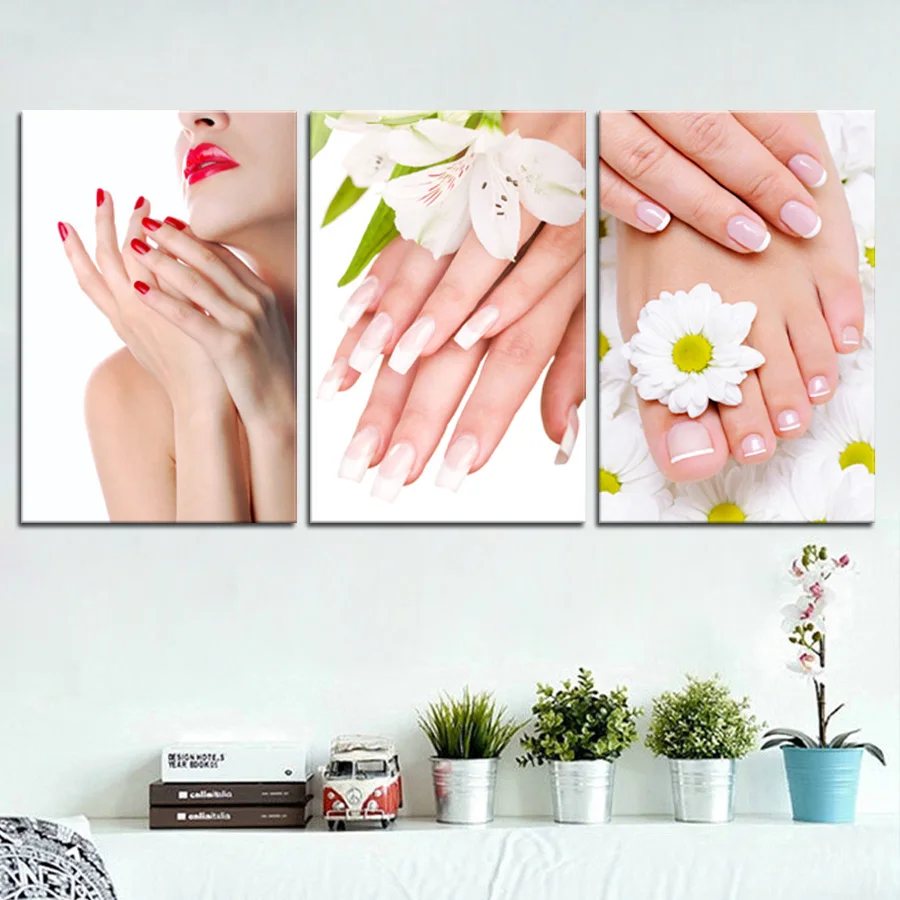 

3 Pieces Yoga Spa Salon Nail Body Posters Pictures Canvas Wall Art HD Decorative Home Decor Paintings Living Room Decoration