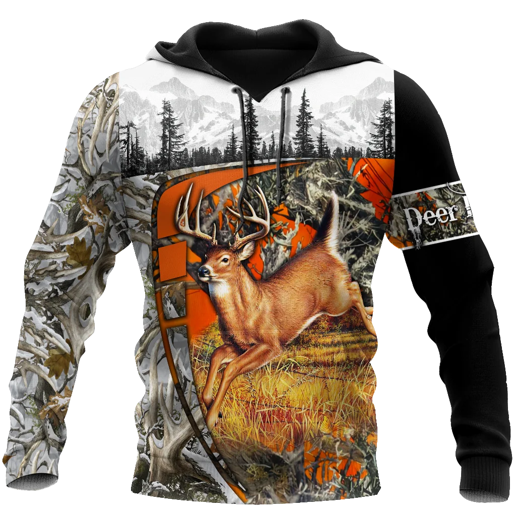 

New Maple Leaf Camouflage 3D Hoodie Men's Women's Outdoor Deer Pattern Camping Hunting Unisex Hooded Jacket Top/zipper 29