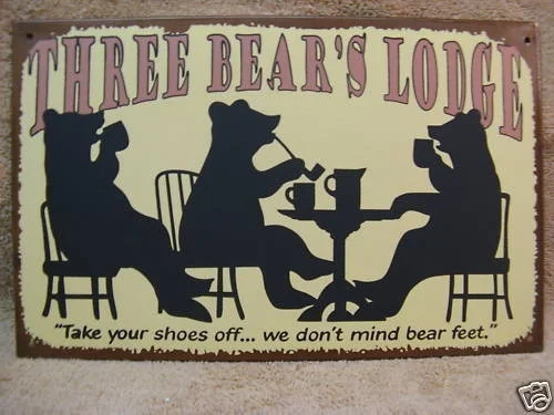 

Three Bear Lodge Tin Metal Sign Decor Lodge Woods Coffee Bar Decor Metal Tin Sign Plaque Decorative Wall Plaque Plaques