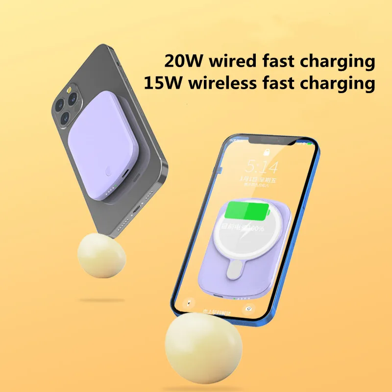 mini magnetic power bank 10000mah external battery for apple iphone 13 12 xiaomi huawei samsung 15w portable wireless charger free global shipping