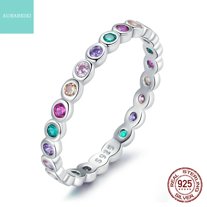 

AURAREIKI New Fashion 925 Sterling Silver Zircon Inlay Ring Summer Popular Colored Gemstone Jewelry Women Wedding Rings Gift