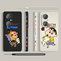 crayon shinchan cartoon cute for huawei p50 p40 p30 p20 p smart z pro plus 2019 2021 liquid left rope phone case coque fundas