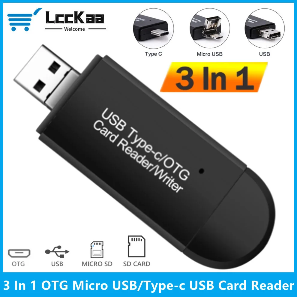 

LccKaa OTG 3 в 1 USB Type C Micro USB SD кардридер TF/Mirco SD смарт-кардридер USB C флэш-накопитель кардридер адаптер