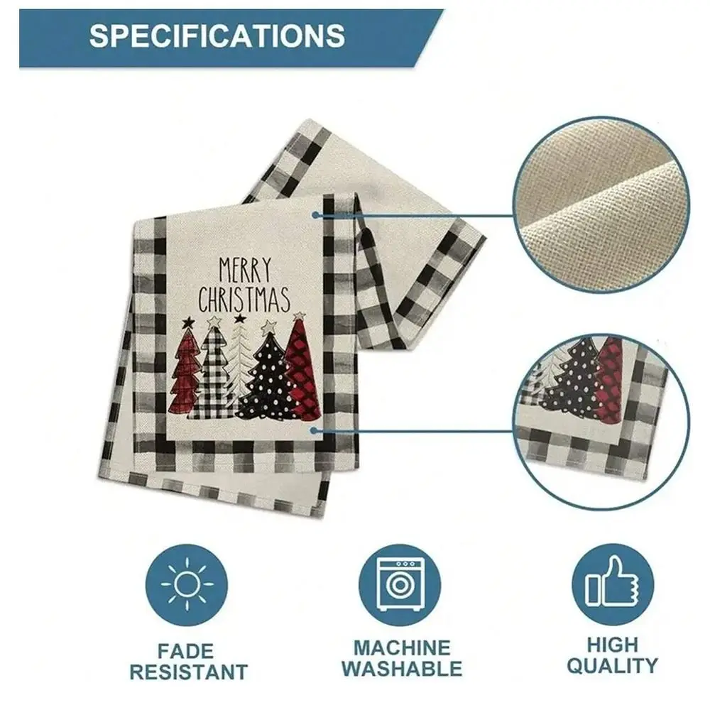 Модная льняная рождественская дорожка для стола Снеговик Рождественская елка