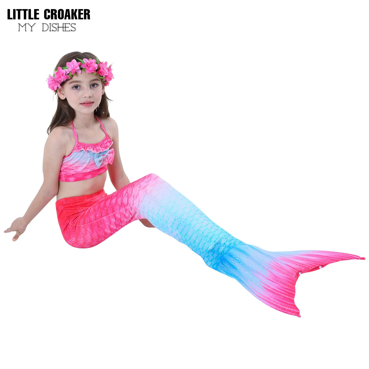 

Girls Mermaid Tails Swimming Swimwear Swimmable Beach Clothes Little Children Mermaid Swimsuit Kids Halloween Cosplay Costumes