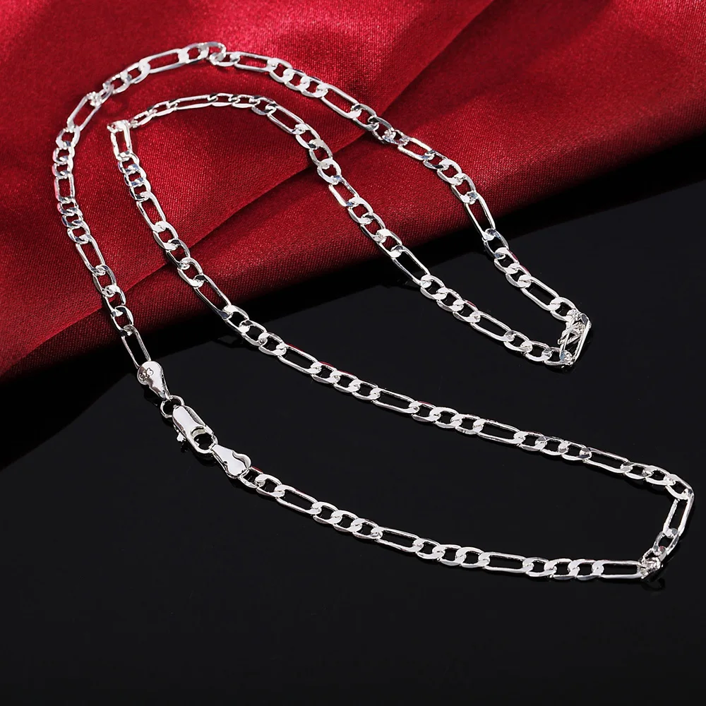 16-30inches 4MM chain women lady men hot 925 Silver color exquisite luxury gorgeous charm fashion  Necklace Silver jewelry N102