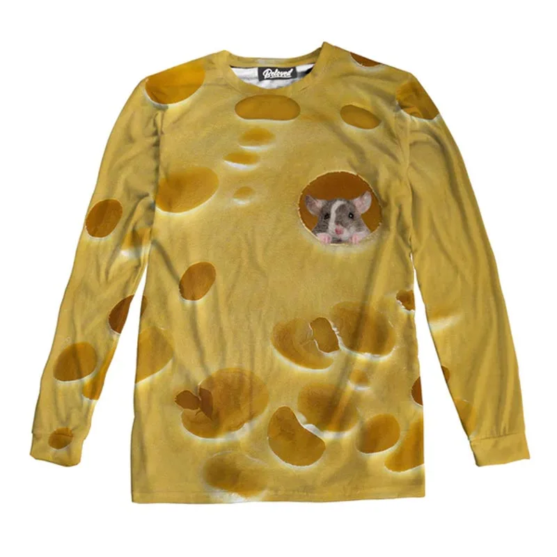 Мужская футболка с длинным рукавом и 3D-принтом кошки которая упала в море