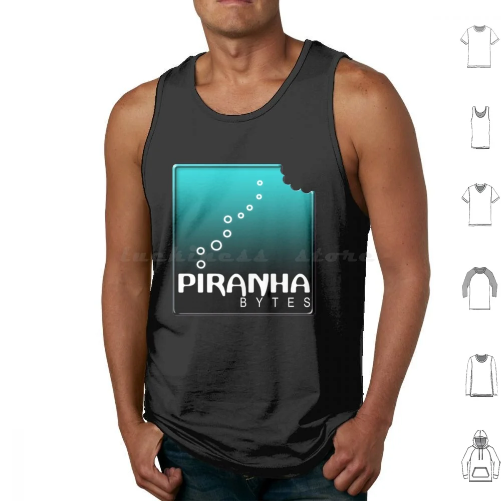 

Piranha Bytes Tank Tops Vest Sleeveless Piranha Bytes Logo Gothic Roleplay Rpg German Videogames Gamer Studio