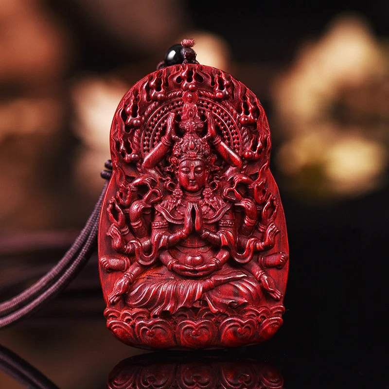 

Красный песчаник, тысяча рук, Avalokitesvara кулон «Бодхисаттва» для мужчин, благословение, талисман, охрана Будды, подарок для мужчины