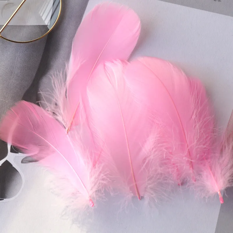 100pcs 6-12cm DIY Craft Feathers Middle Floating Goose Feather Natural Colourful for Wedding Party Clothing Decoration - купить по