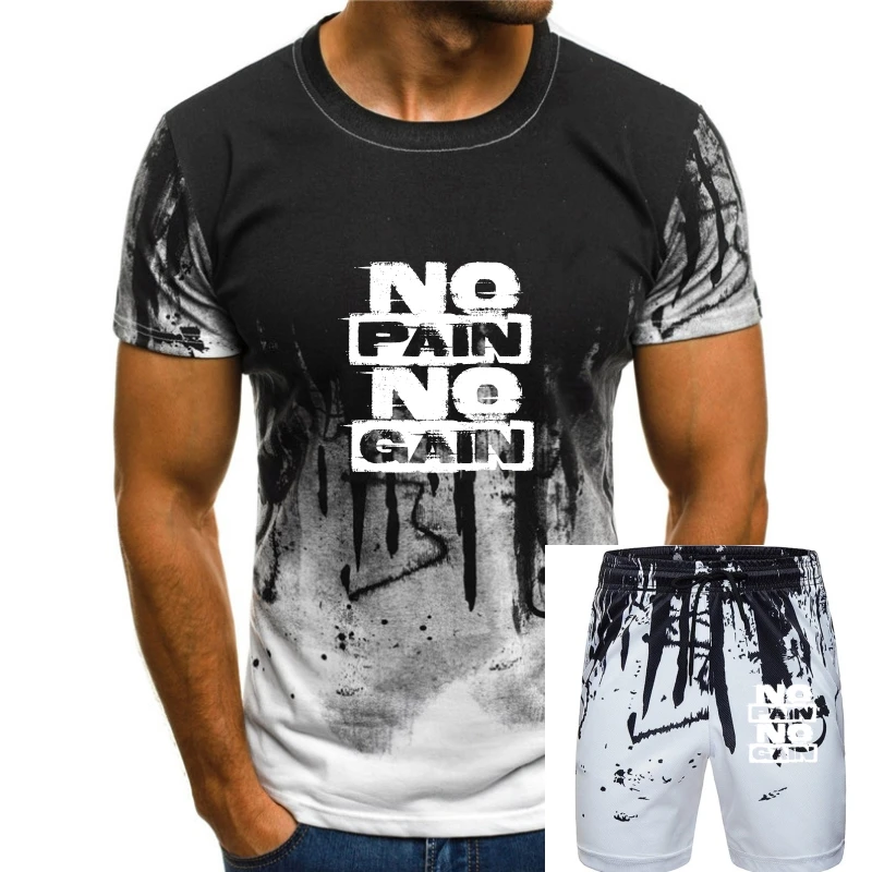 

Cool Slim Fit Letter Printed No Pain No Gain Fitness Studio Body Building Motivation T Shirt 2018 Fashion Short Sleeve T Shirt