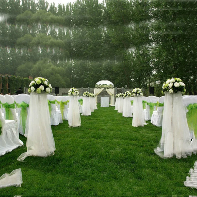 

10m Wedding Decoration Tulle Roll Crystal Organza Sheer Fabric For Birthday Party Backdrop Wedding Chair Sashes Decor Yarn