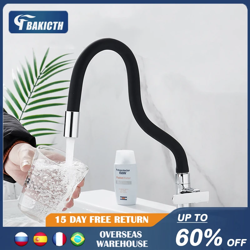 

Bakicth Silica Gel Nose Any Direction Rotating Kitchen Faucet Cold and Hot Water Mixer Torneira Cozinha Single Handle Taps