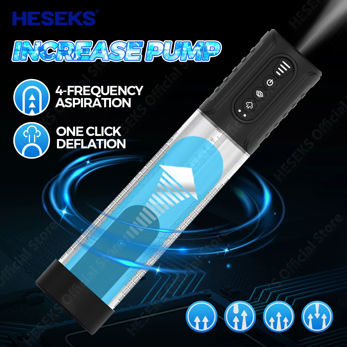 Насос для увеличения пениса HESEKS Электрический вакуумный насос с 4 режимами