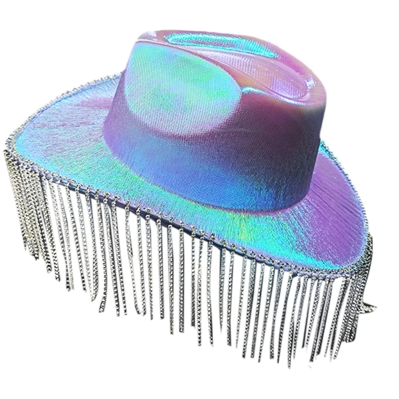 

Space ковбойские шляпы для женщин Rave Cow Girl Hat с бахромой Стразы