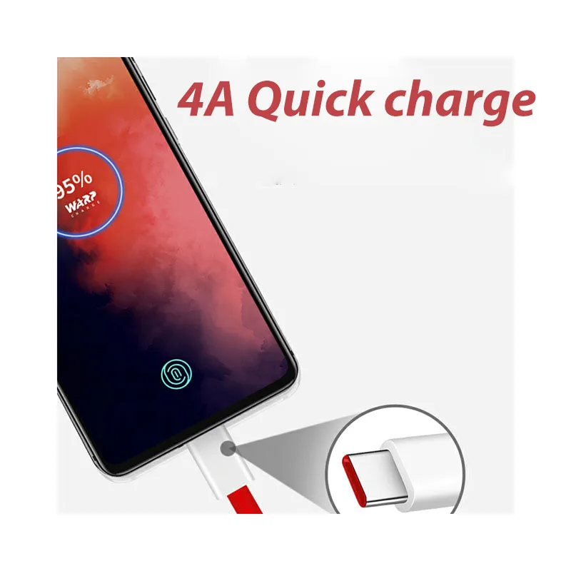 YOCPONO Applicable OnePlus Mobile Phone Data Cable Type-C Charging Cable OnePlus 7pr06t7t8tDASH Red Flash Charging Cable