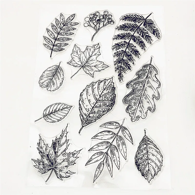 

Leaves Clear Stamps for DIY Scrapbooking Card Transparent Rubber Stamps Making Photo Album Crafts Template Decoration