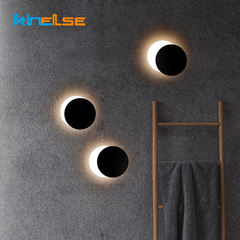 

Modern Solar Eclipse Wall Lamp LED Rotatable Bedroom Bedside Light Nordic Moon Shadow Stair Aisle Corridor Background Lighting