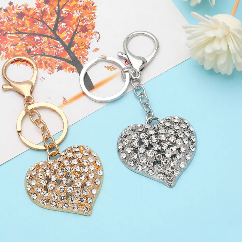 

WANGAIYAO new fashion ins key chain love crystal bag pendant buckle car ornament metal key chain birthday small gift women's jew