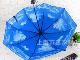 1pcs/lot  european style woman suny and rainy umbrella cloud  Anti-uv Sun Protection Umbrella 3folding umbrella