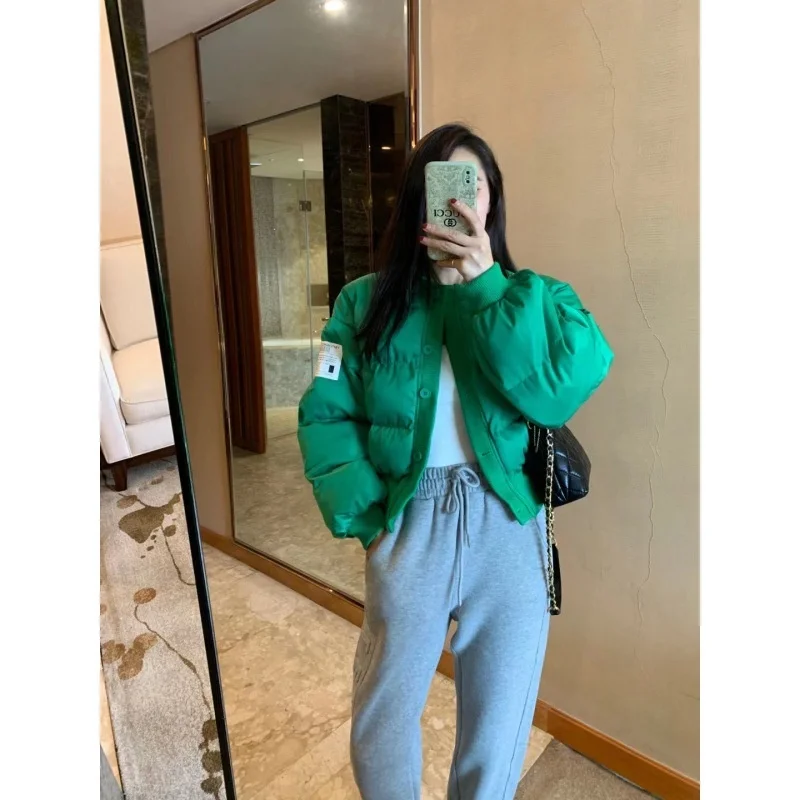 

Down Cotton Jacket Female 2021 Winter New Korean Version Small Man Thin Single Breasted Warm Baseball Jacket Cotton Jacket