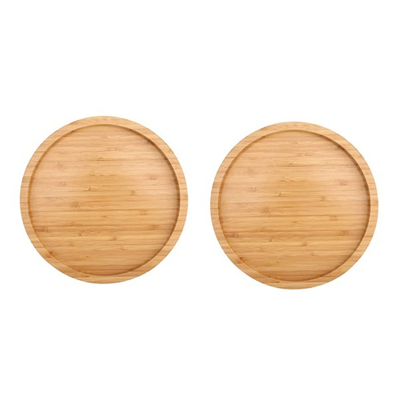 

2X 12 Inch Diameter Bamboo Lazy Susan Turntable For Kitchen Spice Bottle
