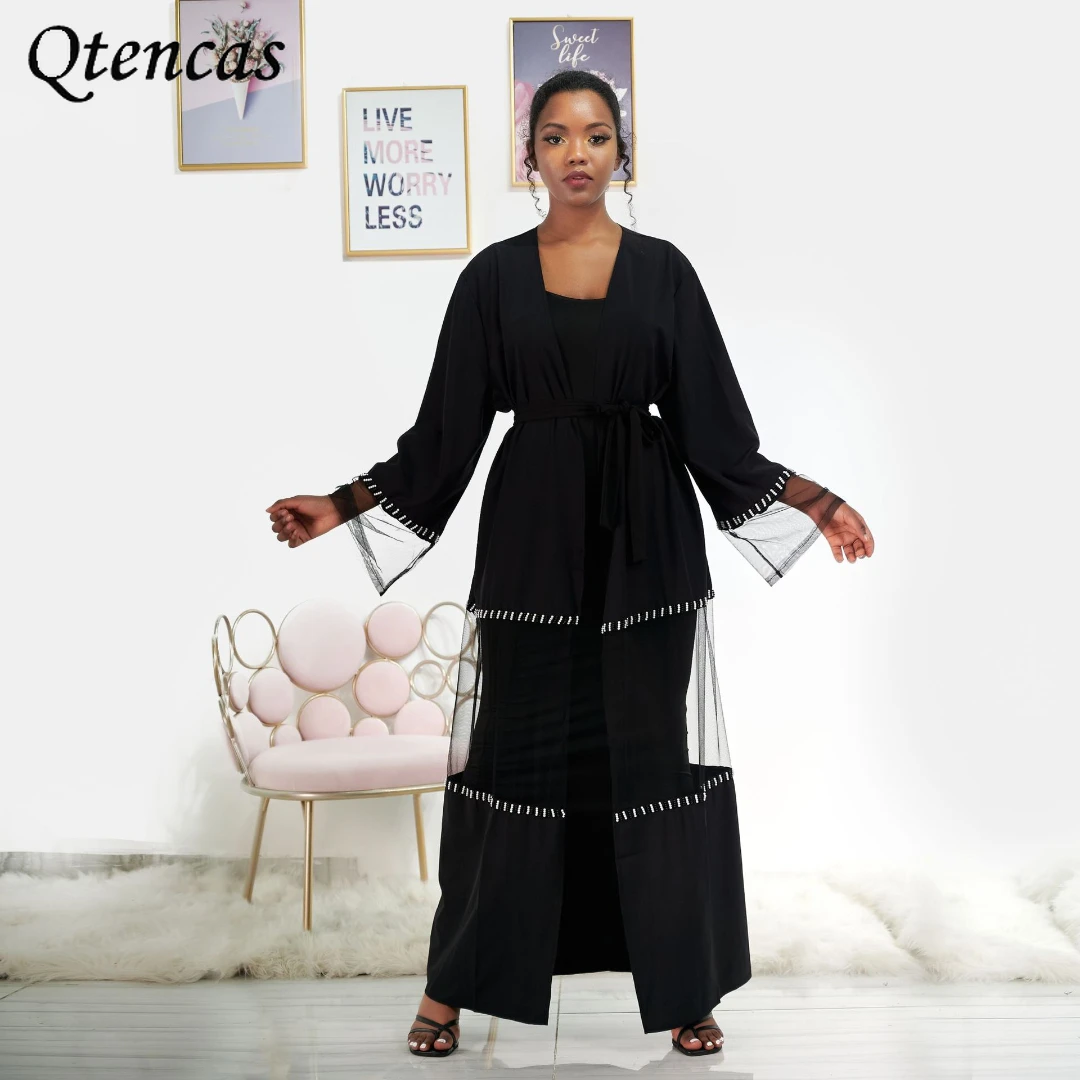 

Рамадан открытая Abaya Дубай, Турция мусульманский хиджаб платье женская черная кафтан ужасная мусульманская одежда модная мусульманская од...