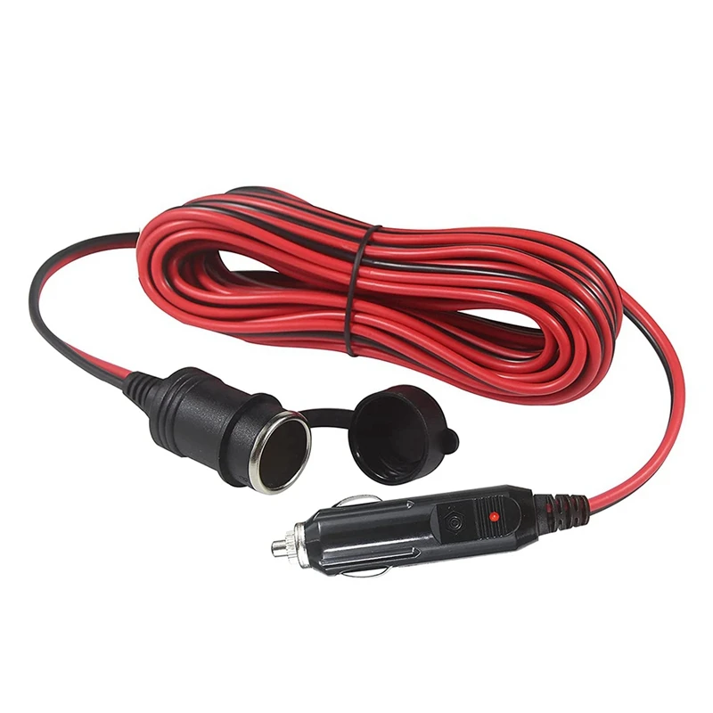 Car Cigarette- Lighter Extension Cord 24FT / 7. 16AWG Heavy Duty Cigarette- Lighter With LED Light