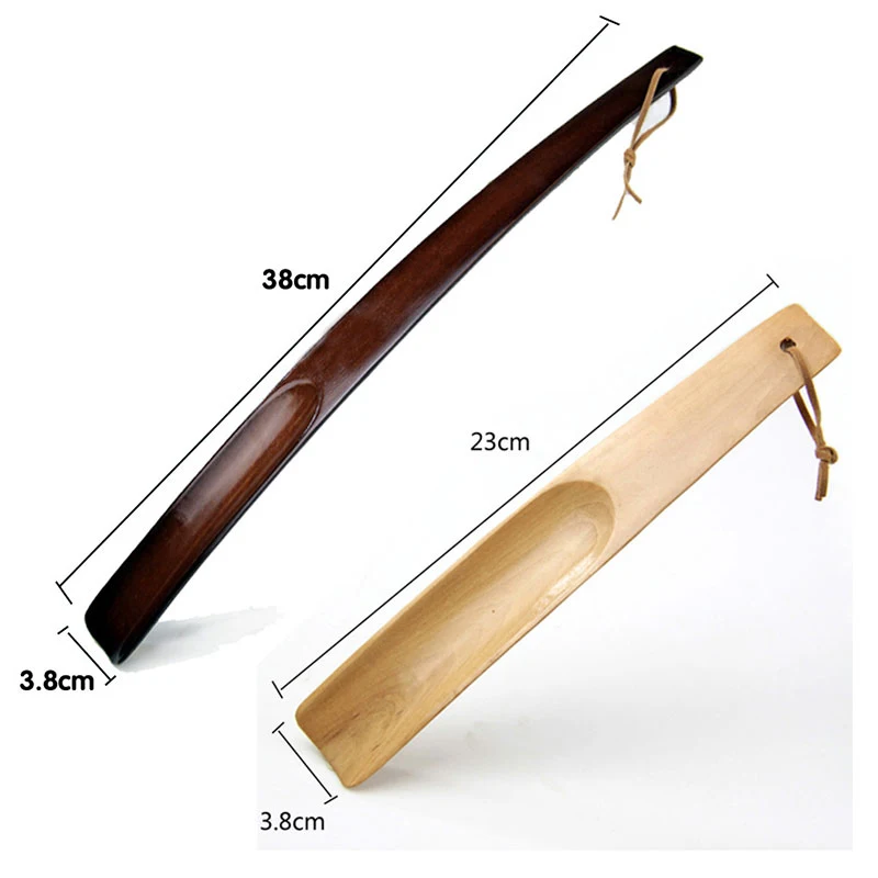 1 Pc Shoe Horn For Boots Home Hotel Wearing Wooden Athletic Spoon Pull Odor Resistant Hanging Loop Portable Long Handle
