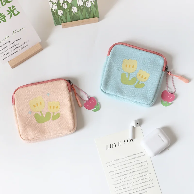 

Summer Hit Color Coin Purse Female Ins Simple Flower Square Bag Student Coin Bag