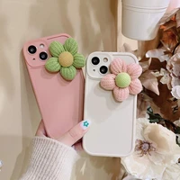 simple pure color 3d fluffy flower shockproof matt tpu cases soft phone case cover for iphone 13 11 12 pro max xr xs cases shell