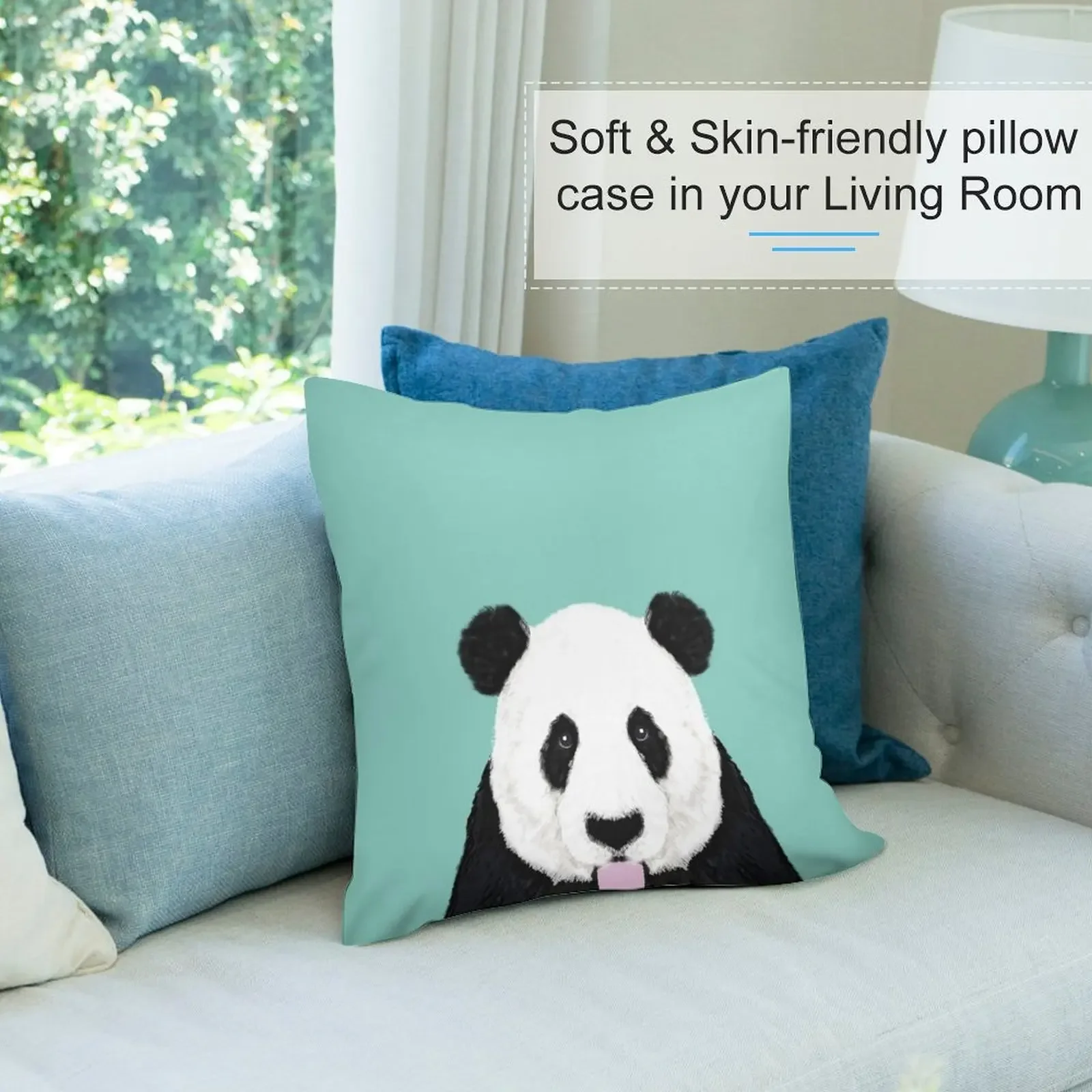 Панда - мята милый черно-белый портрет животного дизайн иллюстрация мобильный