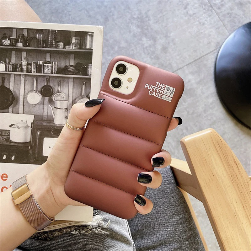 new fashion brand down jacket phone case for iphone 13 12 11 pro max x xs xr 7 8 plus se 2020 air cushion shockproof soft cover free global shipping