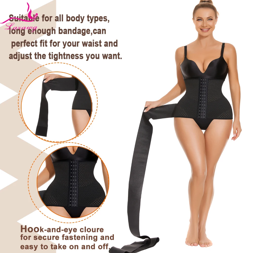 LAZAWG Women Waist Trainer with Wrap Slimming Body Shaper Waist Cincher Belly Control Adjustable Strap Corset Sweat Belt Gym