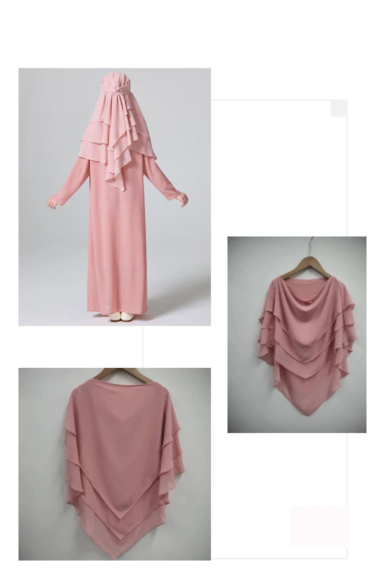 Детский 3-слойный шифоновый хиджаб для детей девушек мусульманский Амира