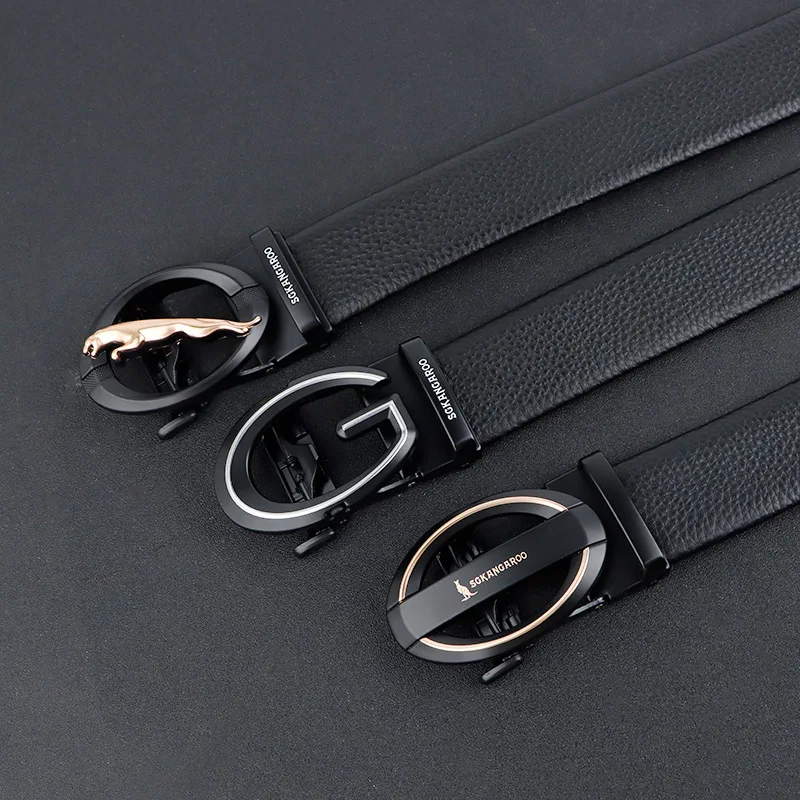 Cowhide Leather Belt Men's Leather Belt Fashionable Business Automatic Buckle Waistband Luxury Brand Designer Waist Seal