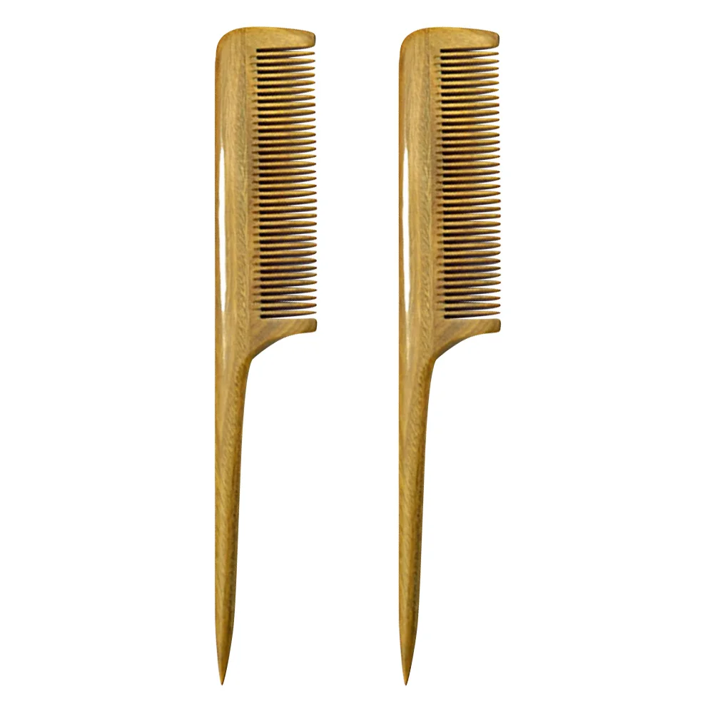 

2Pcs Natural Wood Comb Tip Tail Hair Smoothing Comb Home Beauty Salon Wood Comb