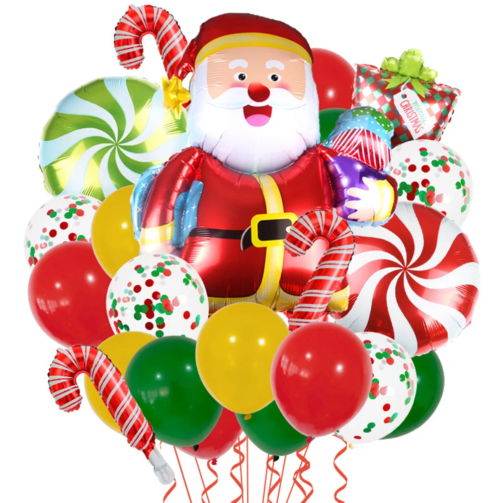 

23Pcs Christmasn Red Green Confetti Foil Balloons Santa Claus Snowman Candy Cane Xmas Tree Birthday Party New Year Decorations