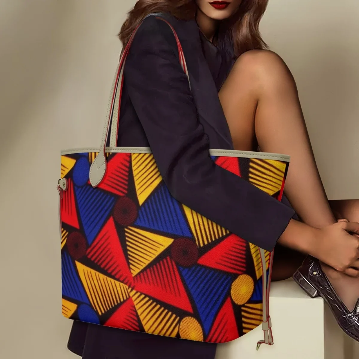 

Fashion Style Tribe Handbag Stylish Geometric printed Large Space Shoulder Tote New Custom Image Multi Functional Bag for Women