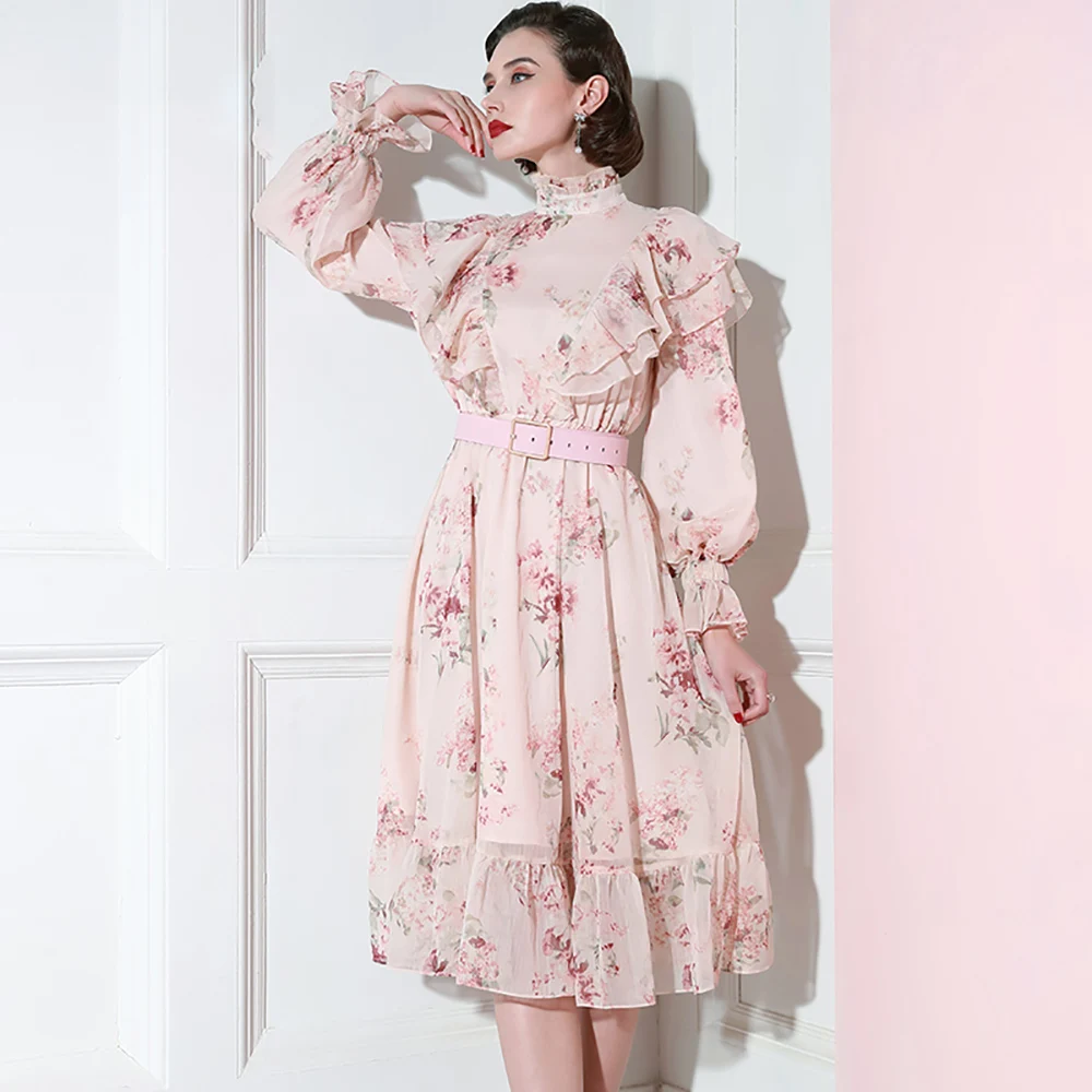 

High End Niche Design Chiffon Dress French Floral Dress Women'S New Style