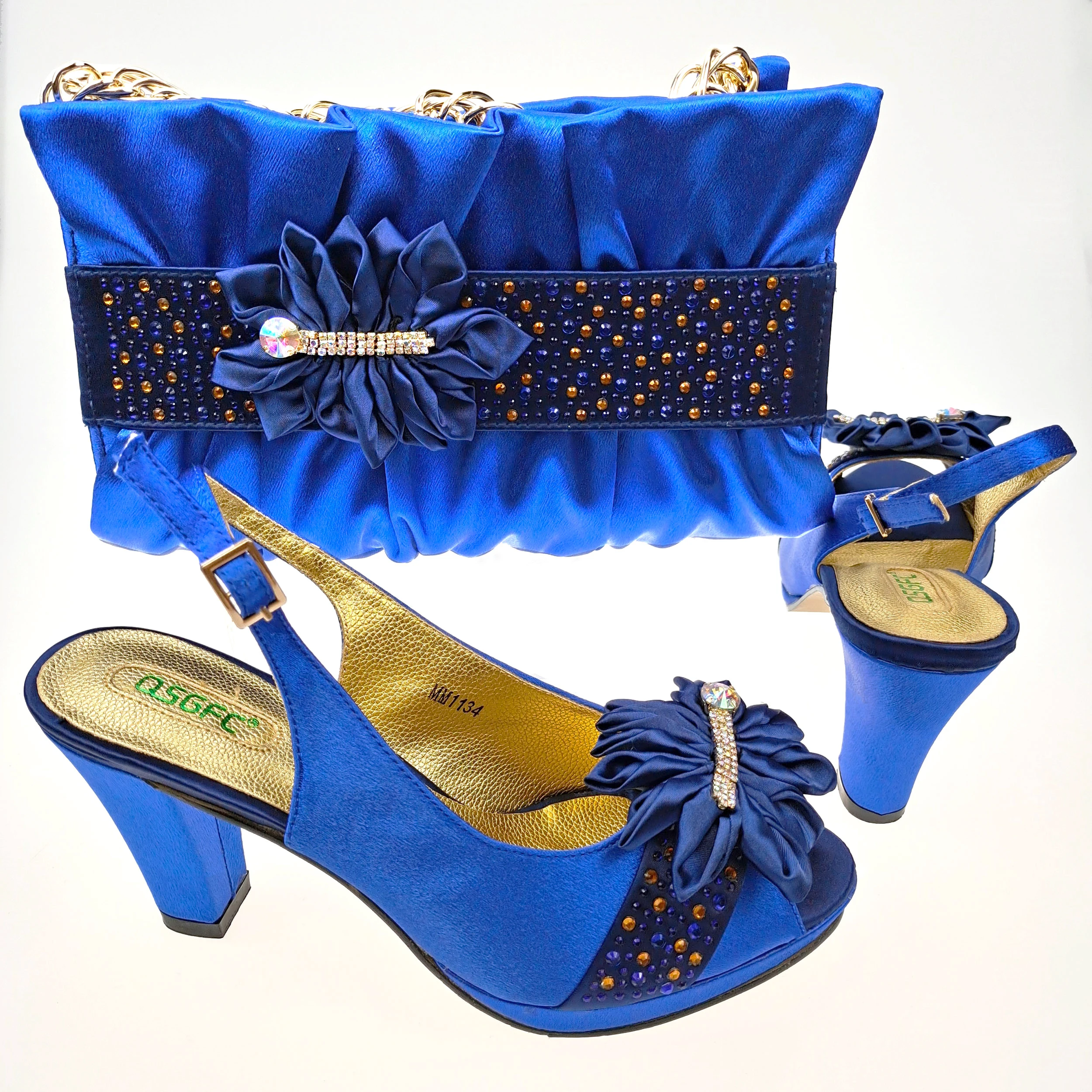 

Doershow hot selling royal blue Shoes and Bags To Match Set Italy Party Pumps Italian Matching Shoe and Bag Set for Party! HFV-1